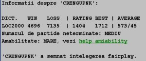 Informatii publice de la Internet Scrabble Club, ISC, despre Crengupnk