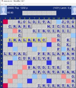 Scrabble Duplicat Jocher, Internet Scrabble Club, ISC, 25 noiembrie 2021