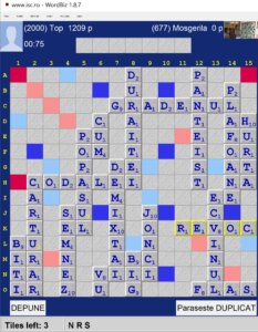 Scrabble Duplicat Blitz, Internet Scrabble Club, ISC, 30 noiembrie 2021