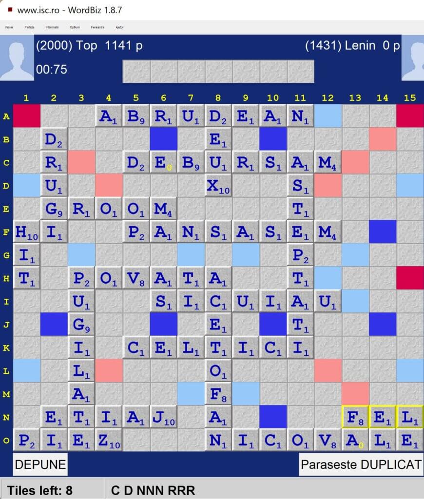 Scrabble Duplicat, ISC, 4 iulie 2022